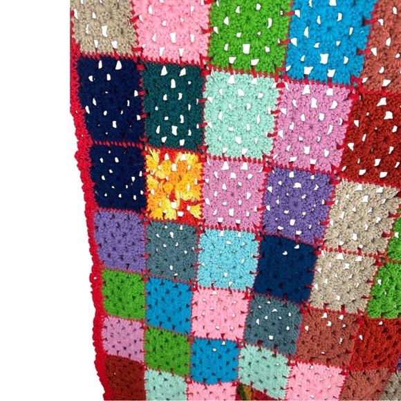 Handmade Crochet Afghan Throw Multicolored Granny Square Blanket 43x136 - Picture 4 of 5